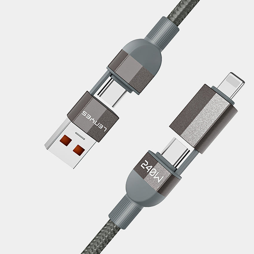 Lenyes LC543 | 4in1 240W Hızlı Şarj USB-A & Type-C Kablo | Dijital Göstergeli