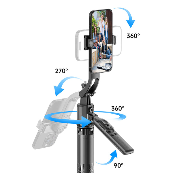 Lenyes LPH107 | 360° Takipli Tripod & Dolgu Işıklı Selfie Çubuğu + Kumanda