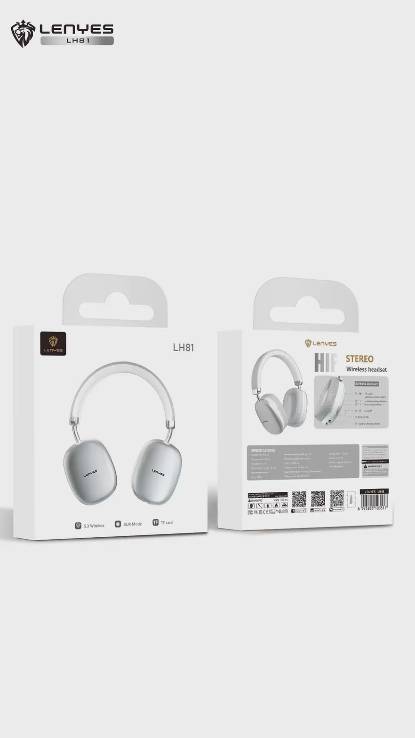 Lenyes LH81 Bluetooth 5.3 Kulak Üstü Kulaklık, Hi-Fi Stereo Ses, 33 Saat Pil Ömrü ve Gelişmiş Bağlantı Seçenekleri