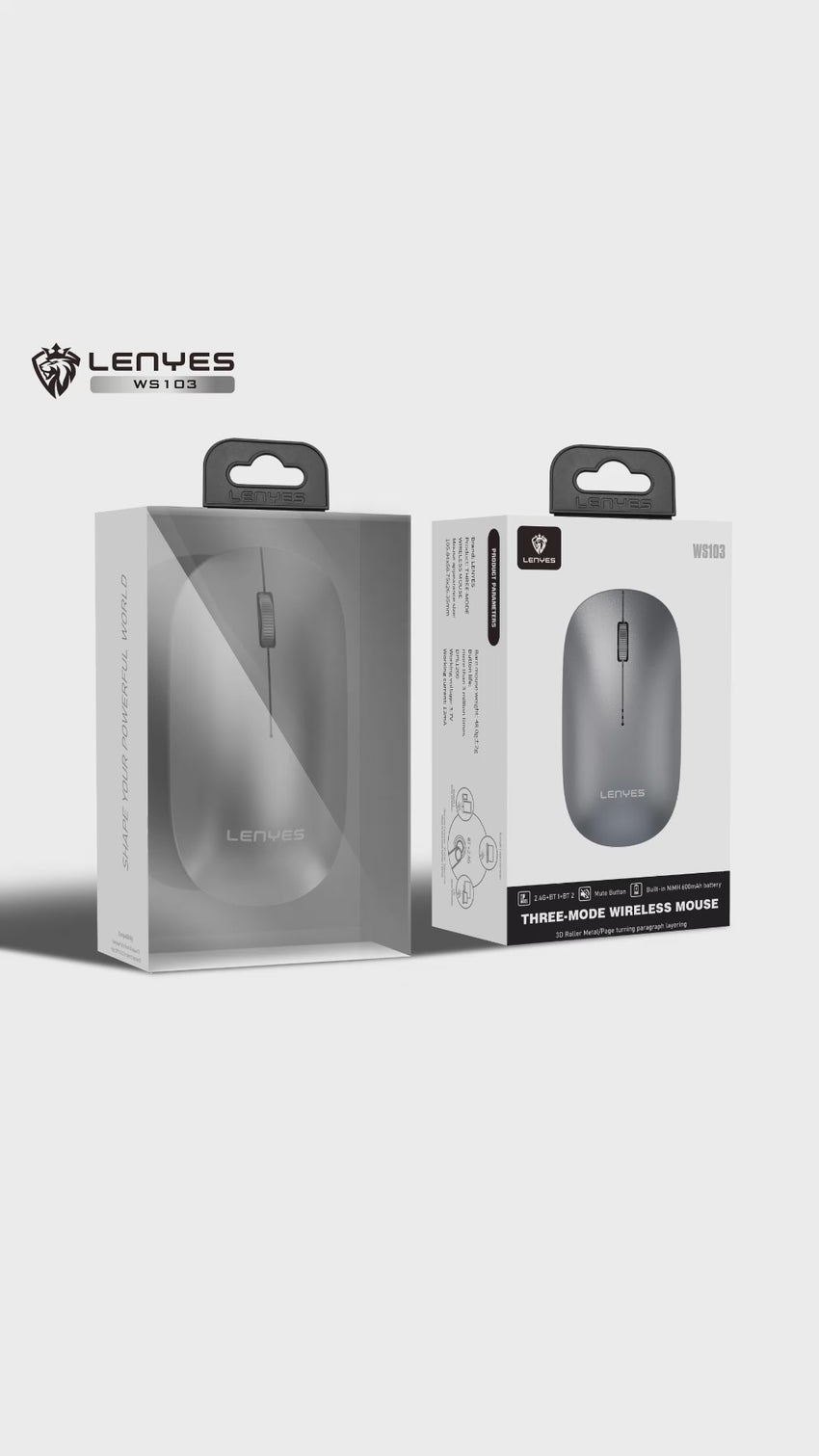 Lenyes WS103 Sessiz Buton Tasarımlı Ergonomik Çift Bluetooth Bağlantılı 2.4G Kablosuz Mouse 1200 DPI